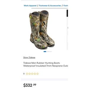 Tidewe Mens RubberHuntingBoots Waterproof Insulated 7mm Neoprene Camo TRB002-NG8